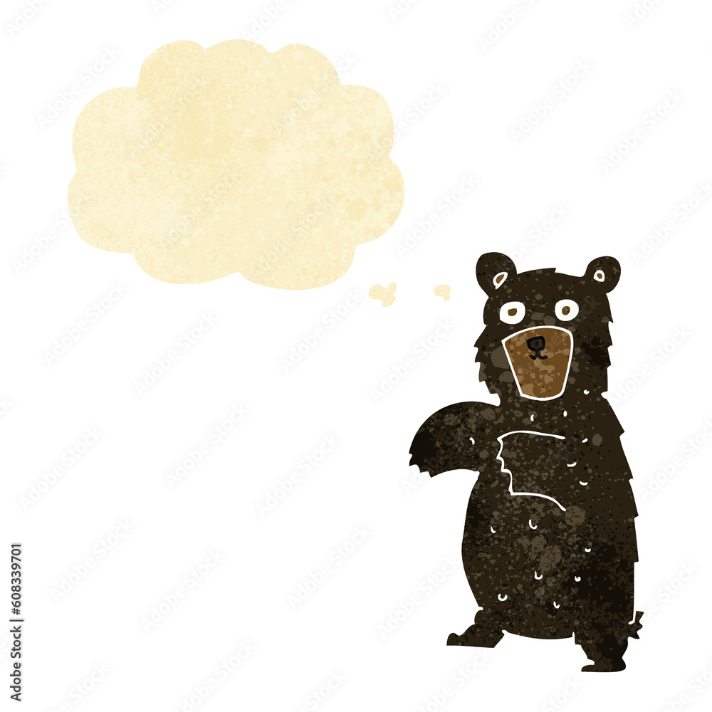 cartoon black bear with thought bubble