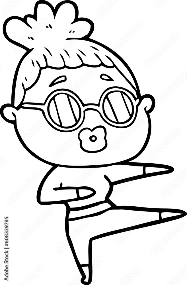 cartoon dancing woman wearing sunglasses cartoon dancing woman wearing sunglasses