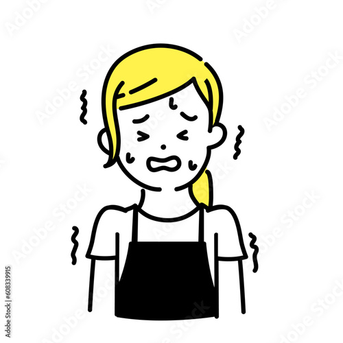 かわいい人物のイラストシリーズ _ 女性の店員_ 怖い