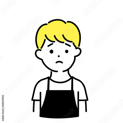 かわいい人物のイラストシリーズ _ 男性の店員_ 寂しい