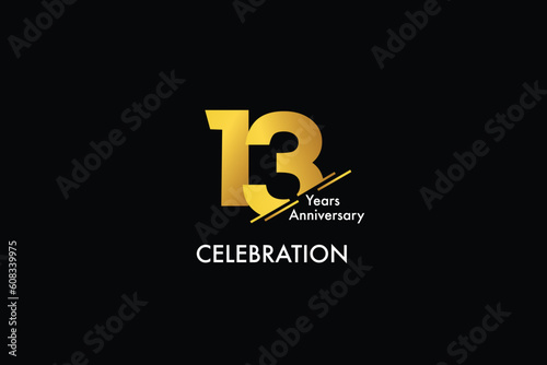 13rd, 13 years, 13 year anniversary gold color on black background abstract style logotype. anniversary with gold color isolated on black background, vector design for celebration vector