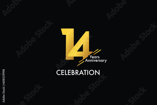 14th, 14 years, 14 year anniversary gold color on black background abstract style logotype. anniversary with gold color isolated on black background, vector design for celebration vector