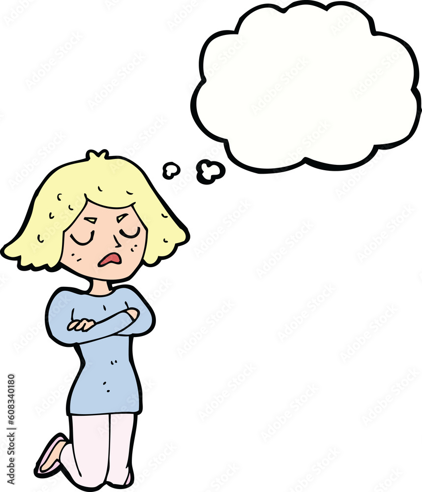 cartoon annoyed woman with thought bubble cartoon annoyed woman with thought bubble