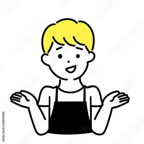 かわいい人物のイラストシリーズ _ 男性の店員_ 呆れる