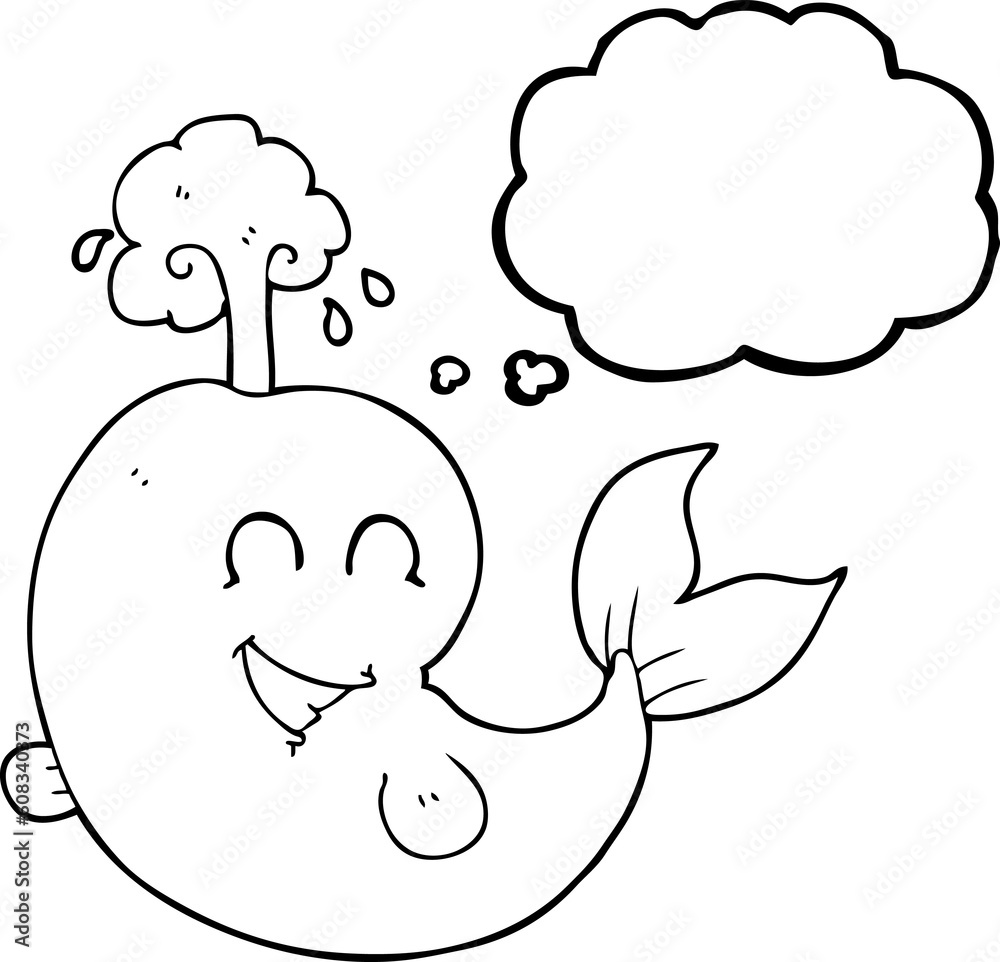 freehand drawn thought bubble cartoon whale spouting water freehand drawn thought bubble cartoon whale spouting water