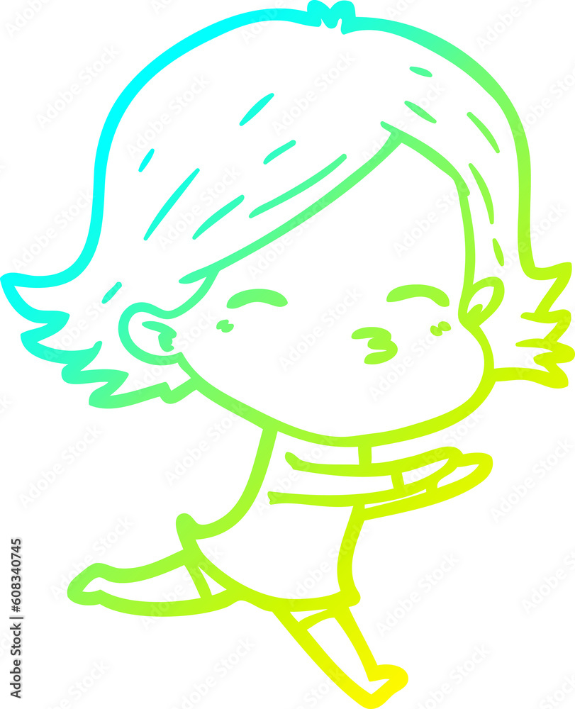 cold gradient line drawing of a cartoon woman cold gradient line drawing of a cartoon woman