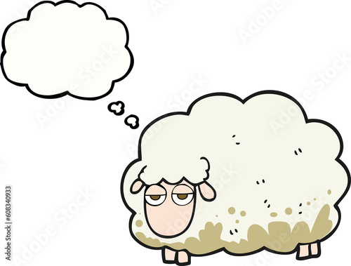 freehand drawn thought bubble cartoon muddy winter sheep