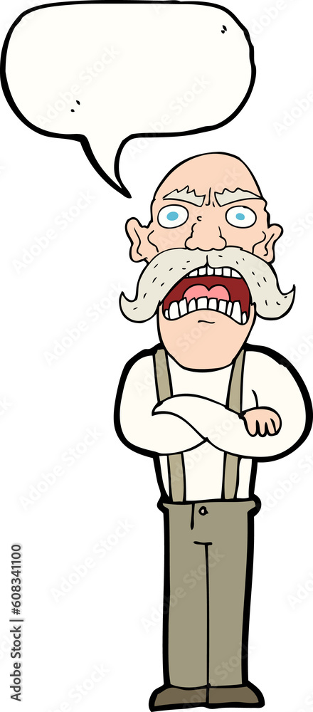 cartoon shocked old man with speech bubble cartoon shocked old man with speech bubble