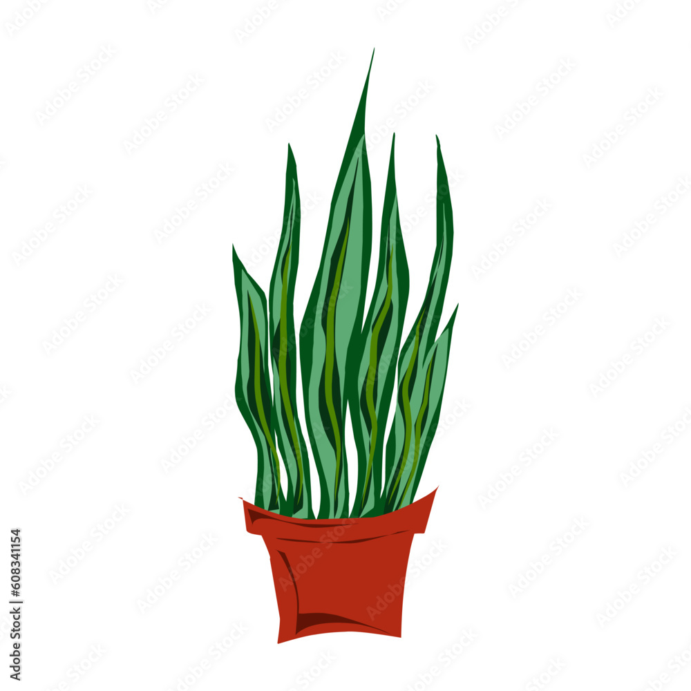 Sansevieria in a pot, flаt style illustration. Element for design Sansevieria in a pot, flаt style illustration. Element for design