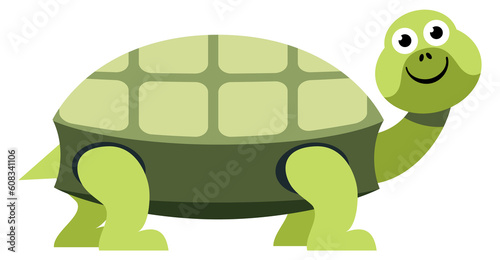 Smiling turtle. Cartoon animal icon. Funny reptile