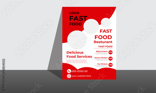 Restaurant Flyer Layout with Graphic Elements. photo