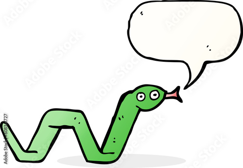 funny cartoon snake with speech bubble