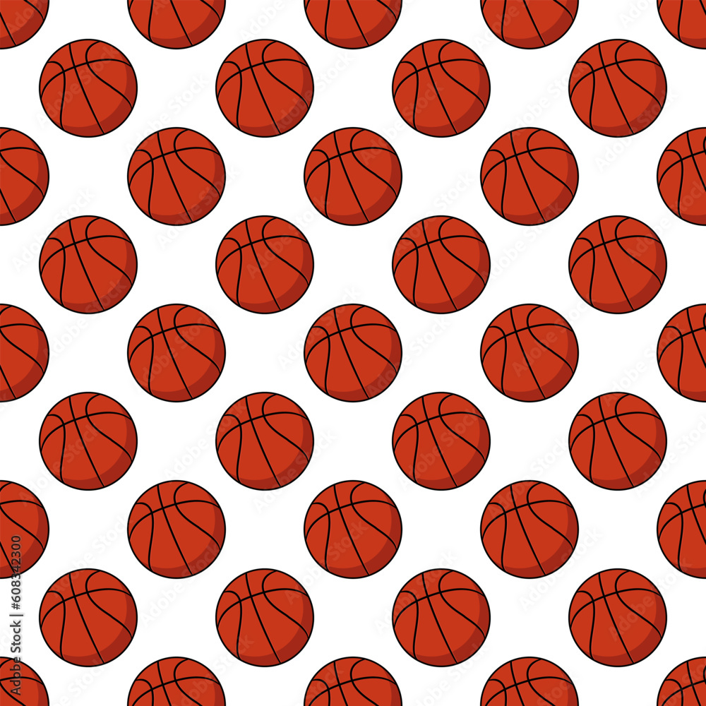 Basketball seamless pattern ball vector scarf isolated repeat wallpaper tile background.