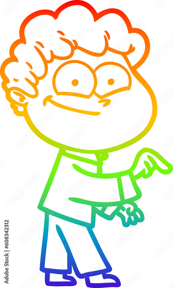 rainbow gradient line drawing of a cartoon happy man rainbow gradient line drawing of a cartoon happy man