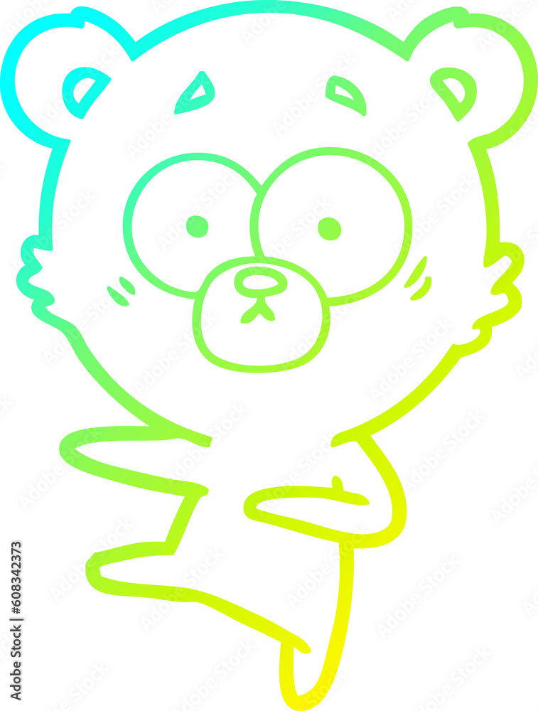 Fototapeta premium cold gradient line drawing of a nervous dancing bear cartoon