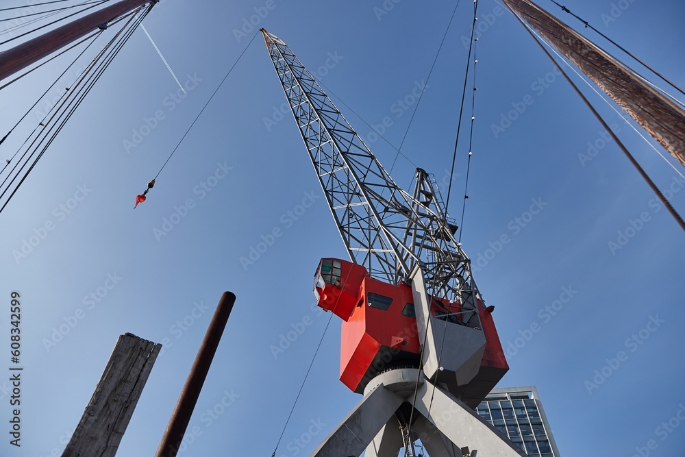 Fototapeta premium Old dock freight crane in a cargo port