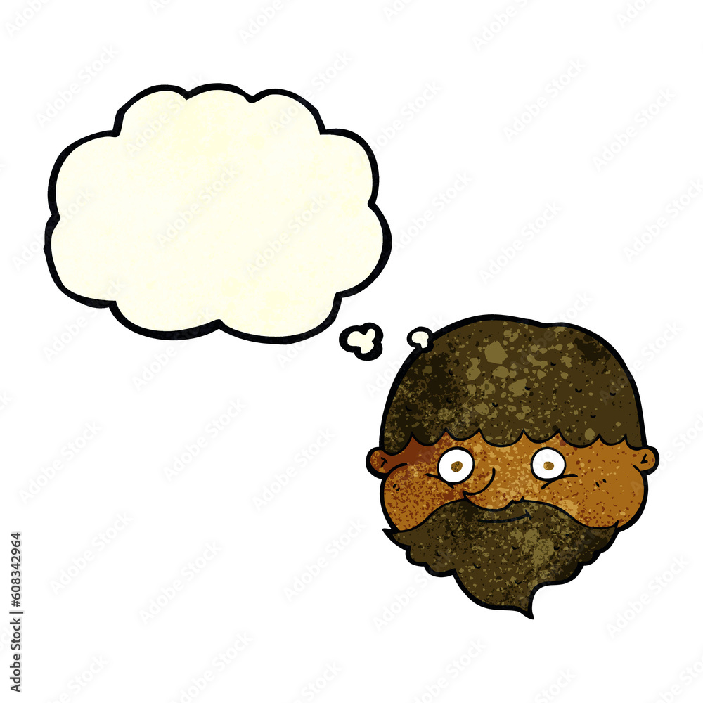 cartoon bearded man with thought bubble