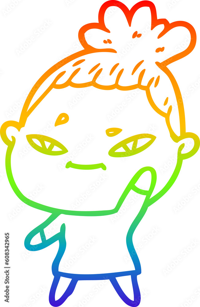 rainbow gradient line drawing of a cartoon woman rainbow gradient line drawing of a cartoon woman