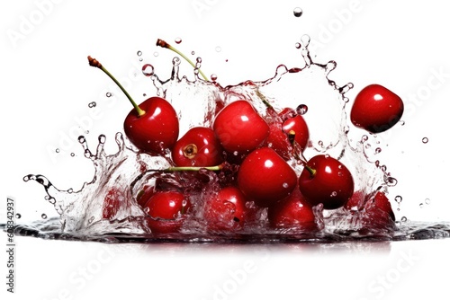 stock photo of water splash with cherrys isolated Food Photography