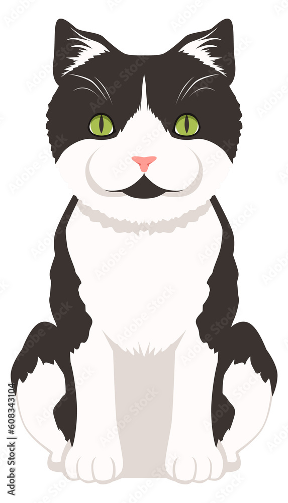 Fluffy cat icon. Cartoon smiling pet sitting Fluffy cat icon. Cartoon smiling pet sitting