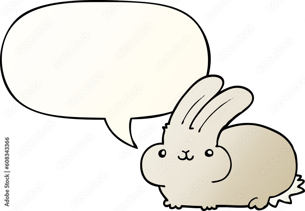 cartoon rabbit with speech bubble in smooth gradient style cartoon rabbit with speech bubble in smooth gradient style