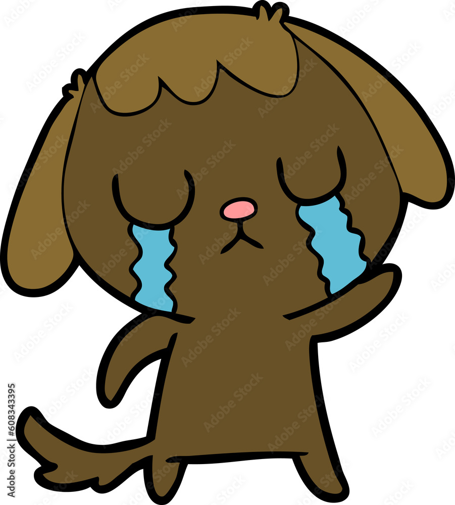 Obraz premium cute cartoon dog crying