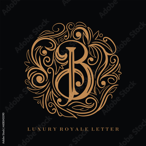 Letter B Luxury Royal Circle Ornament Logo