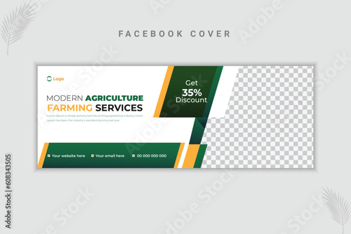 Agriculture Farming or Lawn Garden Services and Web Banner Design Template