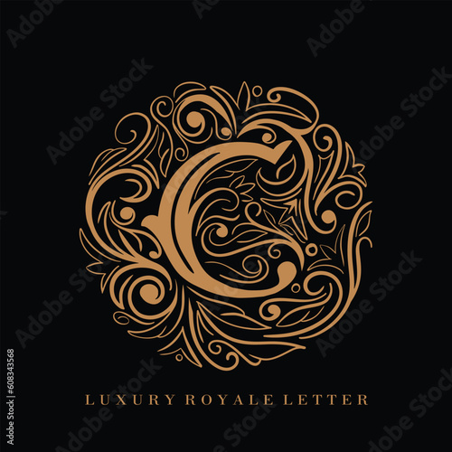 Letter C Luxury Royal Circle Ornament Logo