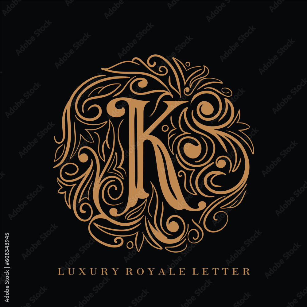 Letter K Luxury Royal Circle Ornament Logo