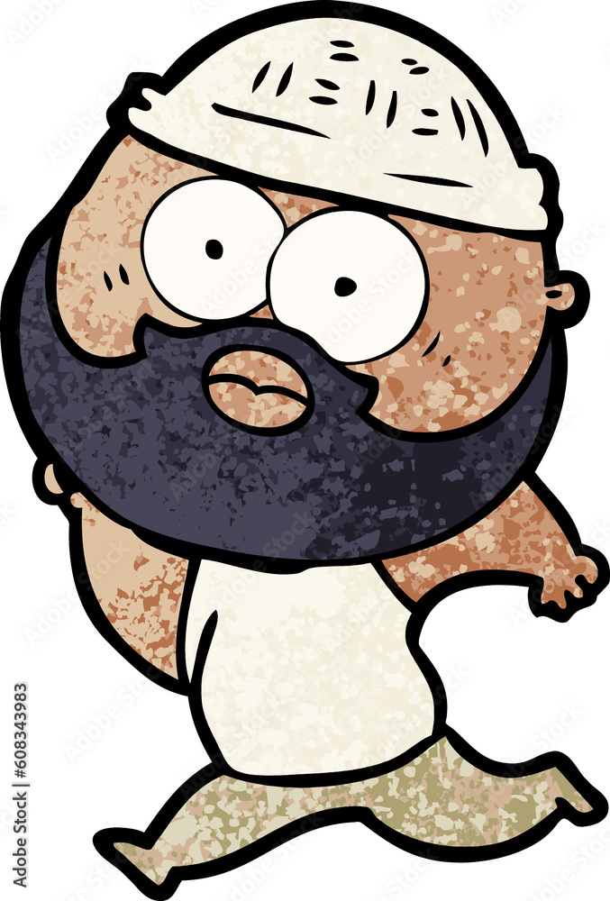 Obraz premium cartoon bearded man running