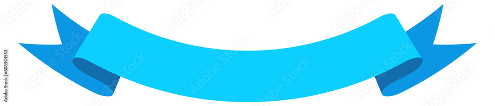 Blue curved label. Folded paper ribbon banner Blue curved label. Folded paper ribbon banner