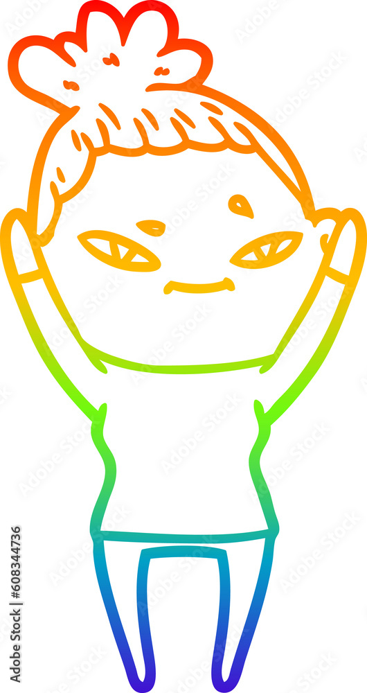 Obraz premium rainbow gradient line drawing of a cartoon woman