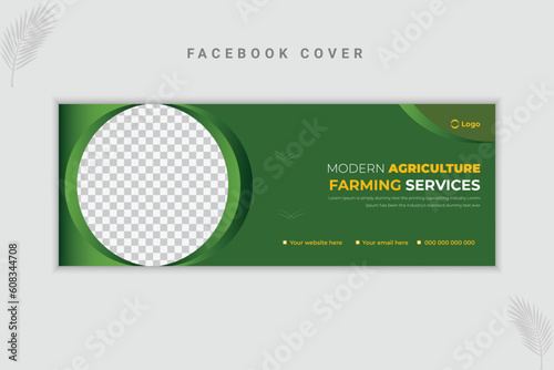 Agriculture Farming or Lawn Garden Services and Web Banner Design Template