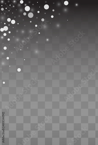 Silver Snowfall Vector Transparent Background.