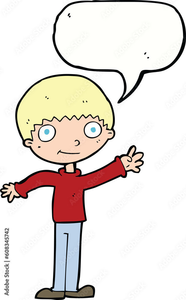 cartoon happy waving boy with speech bubble cartoon happy waving boy with speech bubble