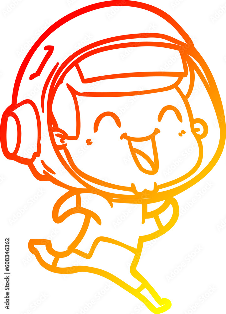 warm gradient line drawing of a happy cartoon astronaut warm gradient line drawing of a happy cartoon astronaut