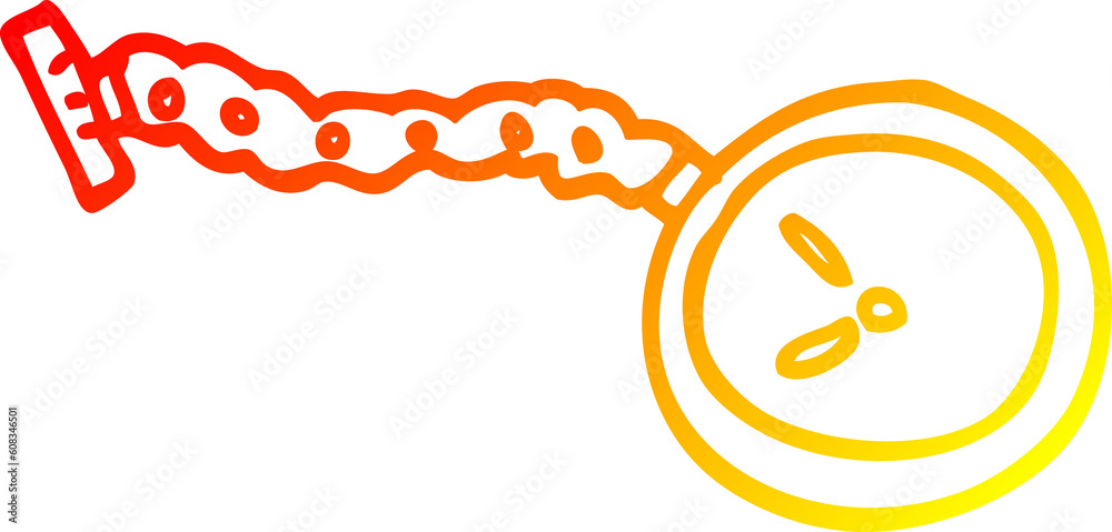 warm gradient line drawing of a cartoon pocket watch warm gradient line drawing of a cartoon pocket watch