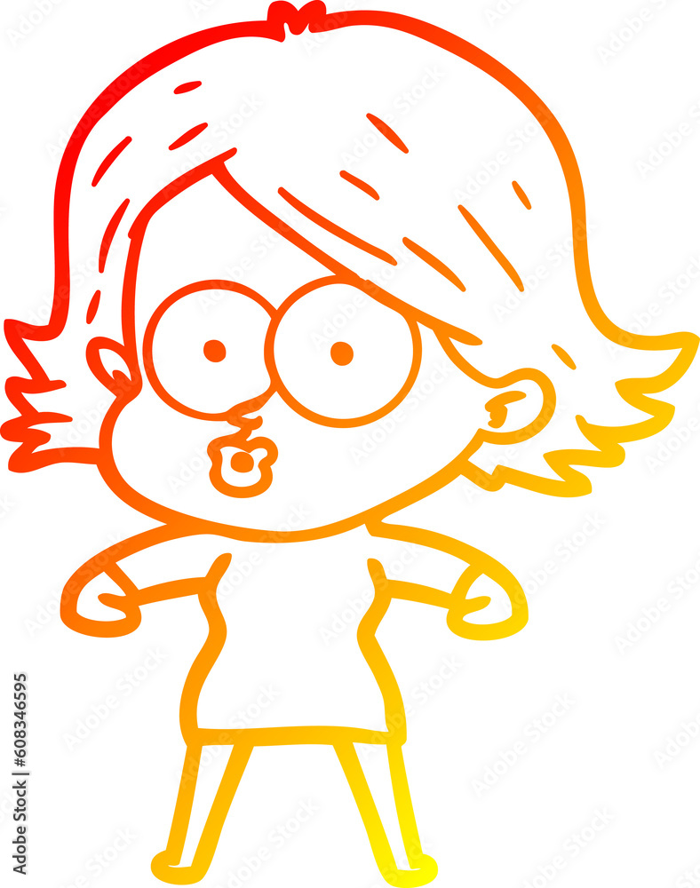 warm gradient line drawing of a cartoon girl pouting warm gradient line drawing of a cartoon girl pouting