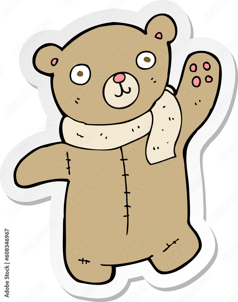 sticker of a cute cartoon teddy bear