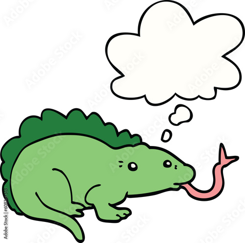 cartoon lizard with thought bubble