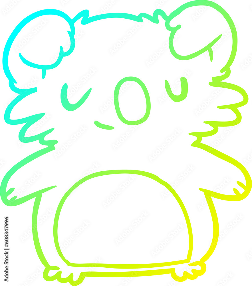 cold gradient line drawing of a cute koala