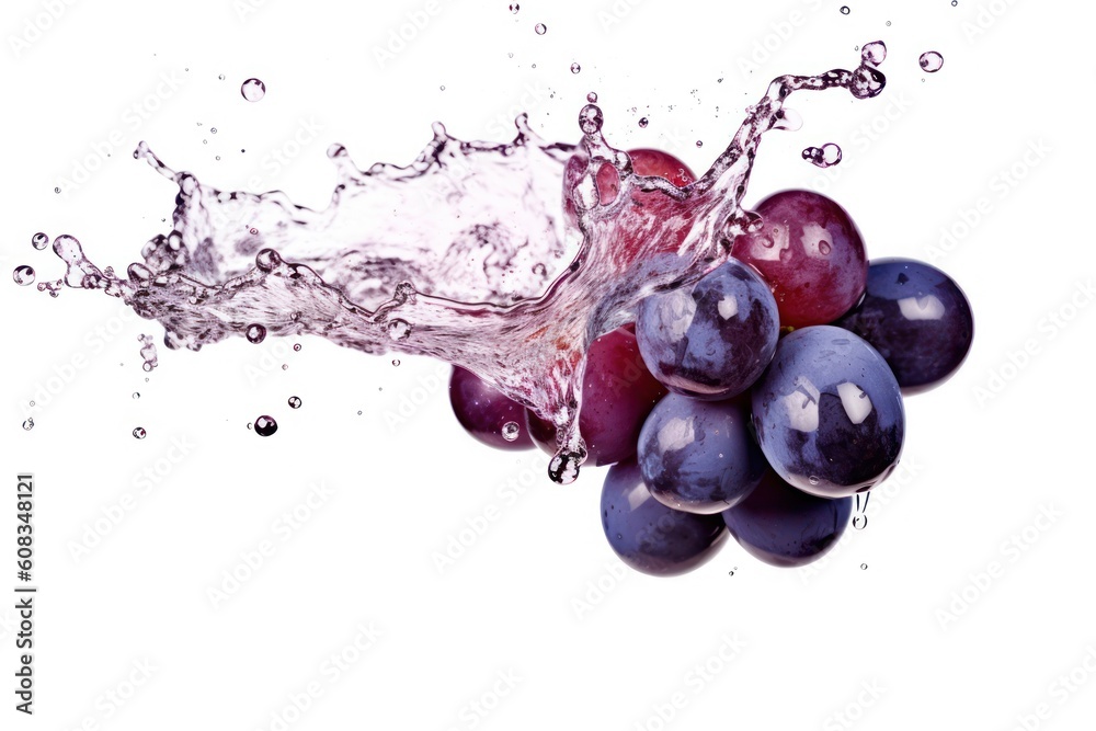 stock photo of water splash with grape isolated Food Photography