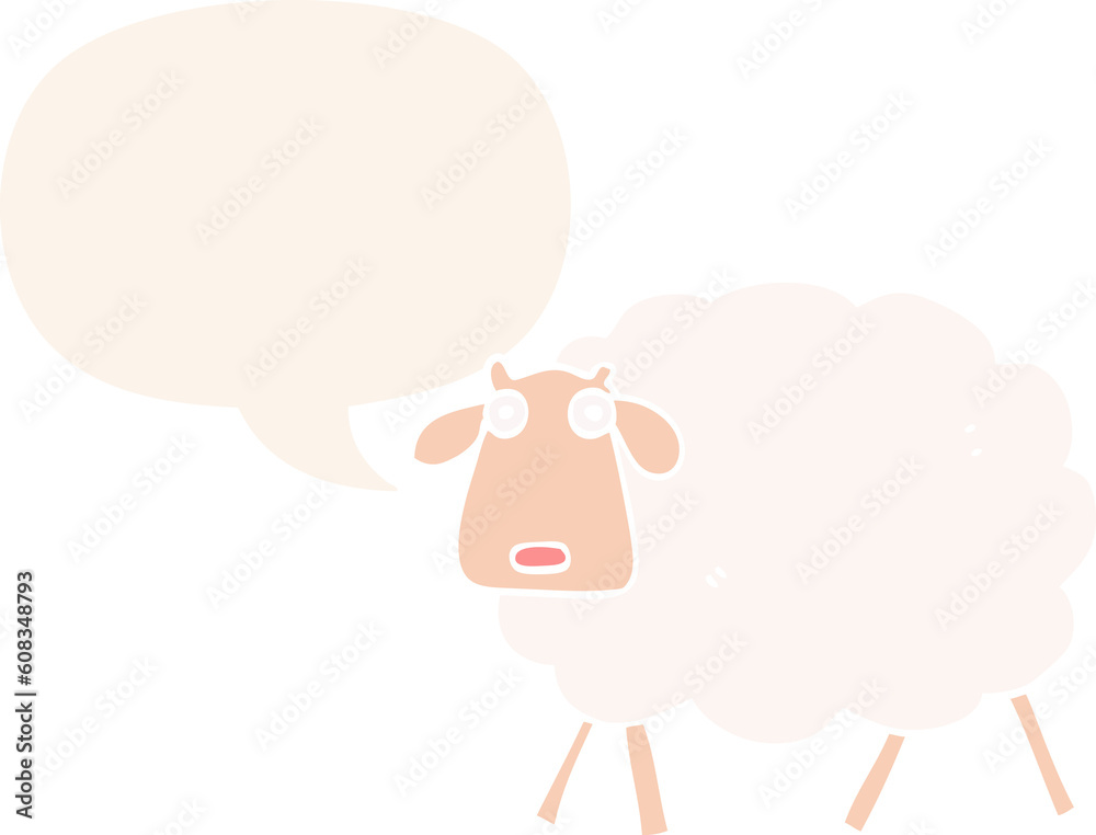 cartoon sheep with speech bubble in retro style cartoon sheep with speech bubble in retro style