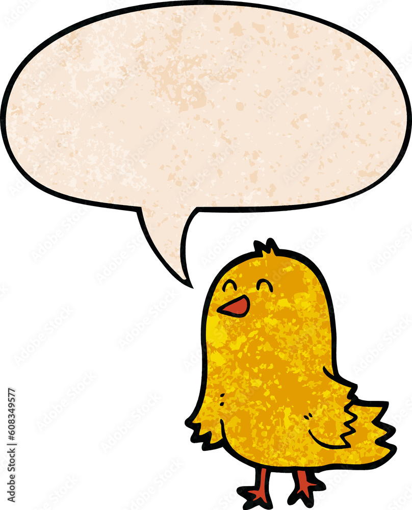 cartoon bird with speech bubble in retro texture style cartoon bird with speech bubble in retro texture style