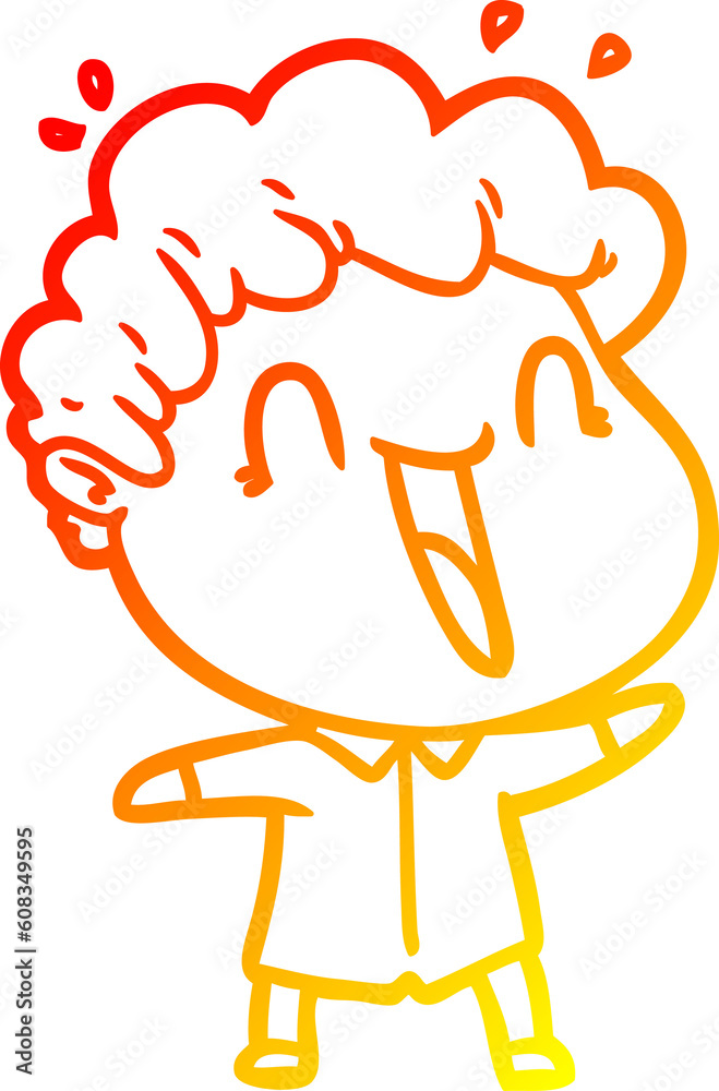 warm gradient line drawing of a cartoon happy man warm gradient line drawing of a cartoon happy man