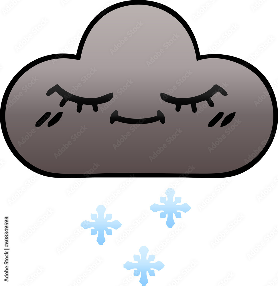 gradient shaded cartoon of a storm snow cloud gradient shaded cartoon of a storm snow cloud