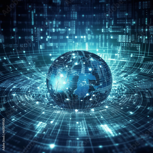 cyber security concept, earth globe data, cloud, generative AI