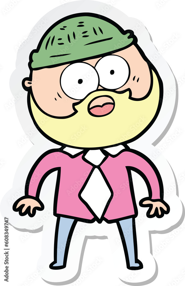 sticker of a cartoon bearded man sticker of a cartoon bearded man