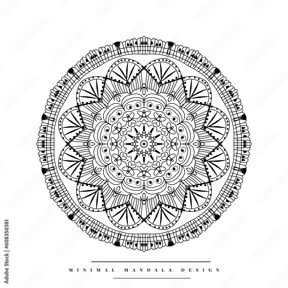 Arabesque mandala coloring page with nature-inspired elements